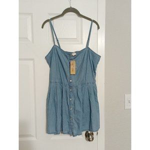 NWT Women's American Rag Enya Wash Romper Dress Pearl Snap Large